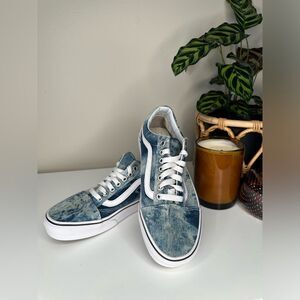Vans Off The Wall Low 500714 Sneakers Acid Wash Denim Unisex, Woman 8.5/ Men 6.5